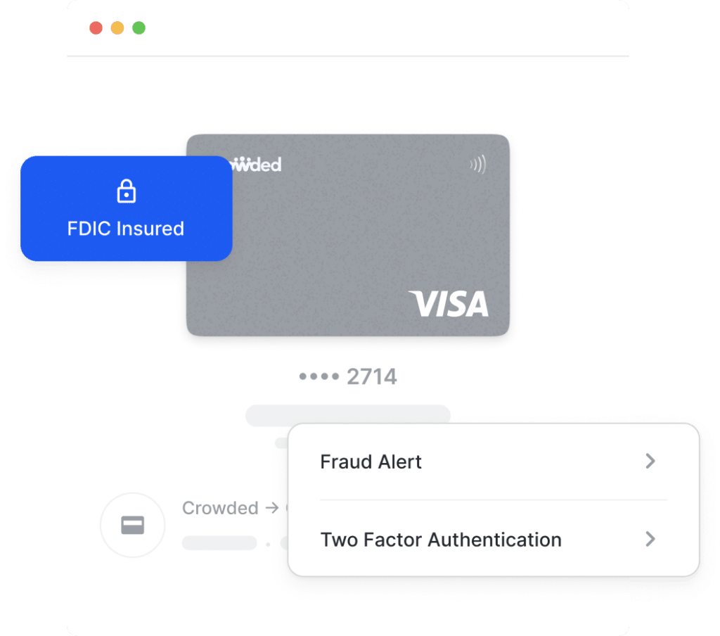Crowded Banking is FDIC insured, with fraud alerts and two factor authentication
