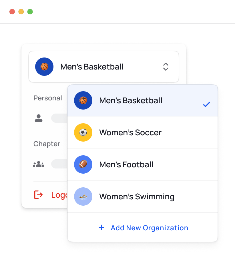 manage between departments and athletic team per diem accounts with Crowded