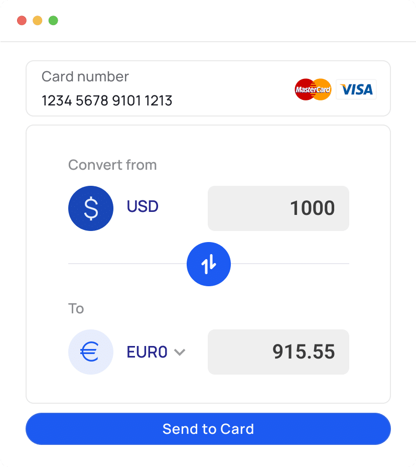 international transfers for Visa and Mastercard cards